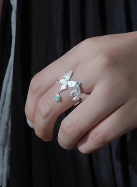 一寸十里蝶舞纯银戒指高级感