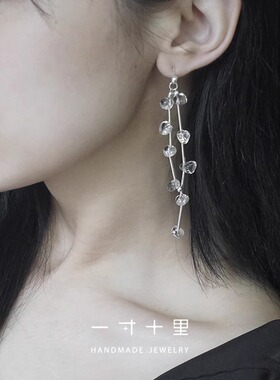 一寸十里霜露水滴银管纯银耳环