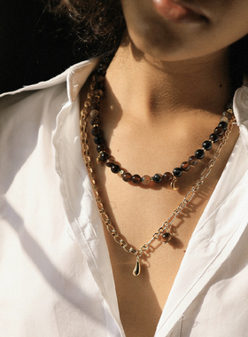 WAKI琥珀玛瑙圣诞礼物串珠项链