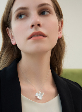 椿屿925纯银芍药花项链高级感