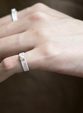 一寸十里织锦纯银戒指花丝编织