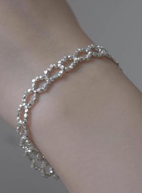 极简百搭椭圆高级纯银手链新中式