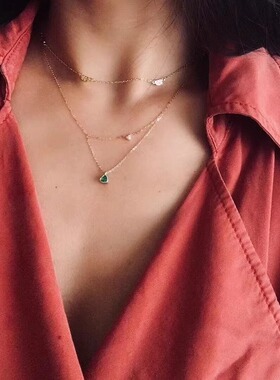 Persion咖啡豆锁骨链欧美ins风