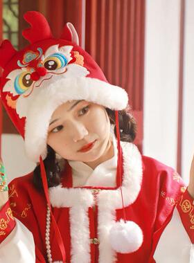 龙年帽子新年儿童可爱龙角帽