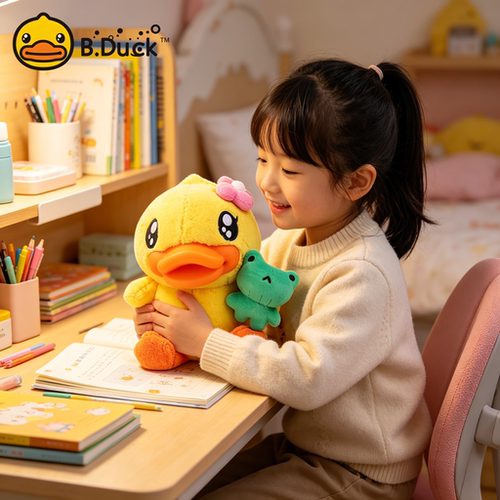 B.Duck小黄鸭可爱儿童布绒布偶公仔毛绒可爱娃娃玩具玩偶生日礼物 - 图1