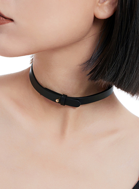 手工制作牛皮女项圈锁骨链choker