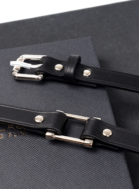 极简小方扣真皮锁骨链女手工定制