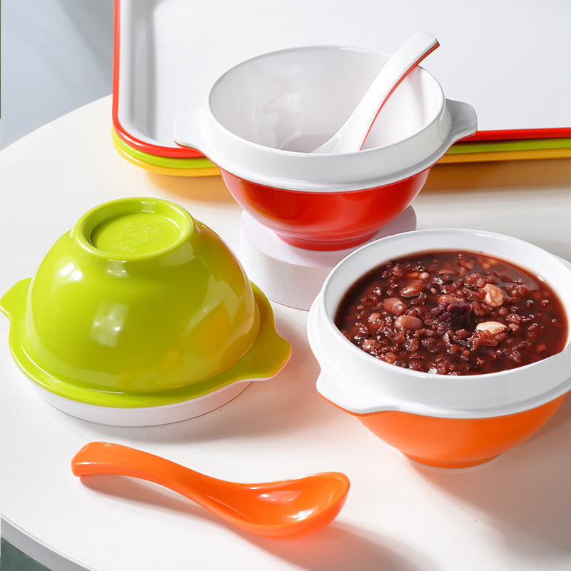 八宝粥碗密胺双耳碗谷连天仿瓷防摔餐具餐饮连锁商用早餐店甜品碗