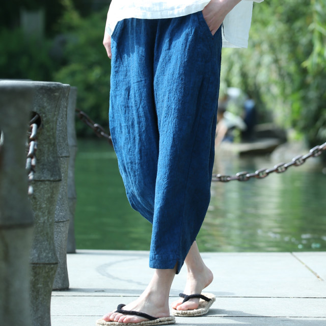 Ancient Stone Elastic Waist Casual ແລະ Versatile Nine-Point Bloomers