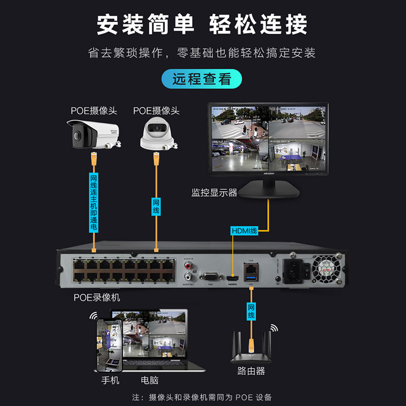 海康威视硬盘录像机4/8/16路POE远程监控主机网络NVR 7804N-K1/R2