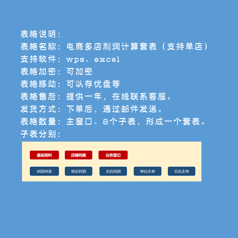 电商多店利润计算电子表格excel模版财务计算表格会计帮帮网设计 - 图0