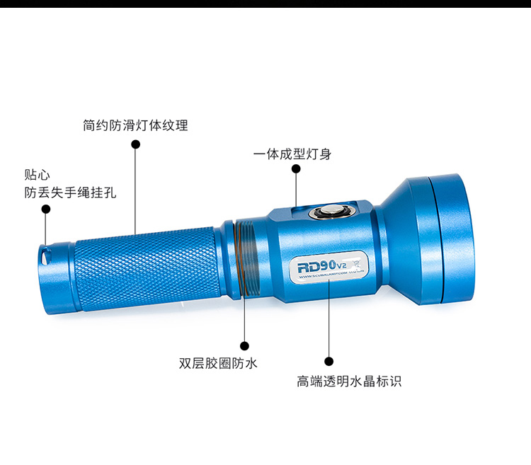 SCUBALAMP(SUPE) RD90 V2聚光潜水21700防水LED手电筒2000流明 - 图1