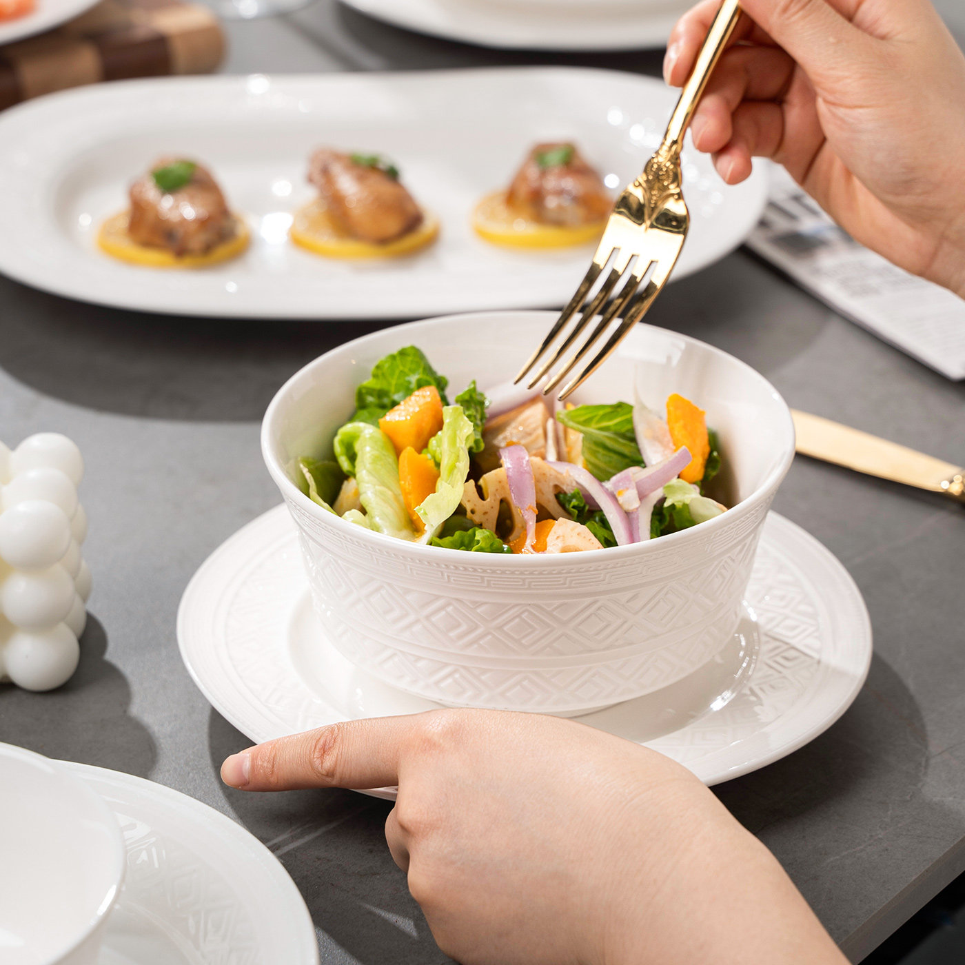 高温釉下彩2025新款碗碟家用套装高颜值餐具乔迁送礼碗盘碗碟组合