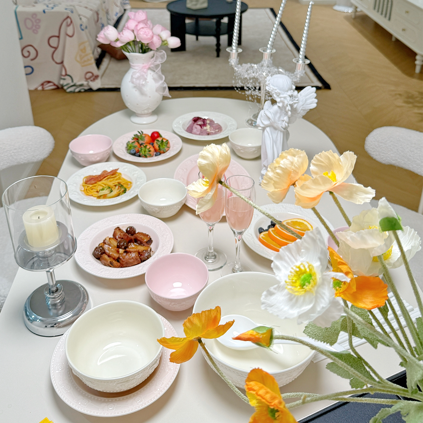 2026新款碗碟套装家用釉下彩法式餐具高颜值陶瓷碗盘乔迁新婚碗具