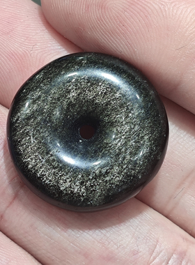 天然金曜石平安扣 火山岩黑曜石变种 天然水晶/半宝石