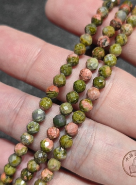 天然刻面花绿宝细款手串 4mm 圆珠 复古混色叠戴叠搭小众个性手饰
