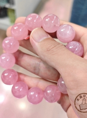 天然粉晶手链女 大颗粒圆珠手链 约16mm 温柔风 显白气质礼物礼品