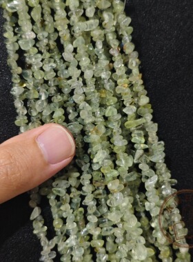 天然葡萄石碎石串珠 绿色随形打孔珠子 DIY手工设计叠戴打孔饰品