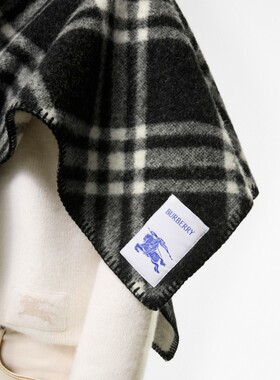 格纹羊毛围巾式短披肩BURBERRY
