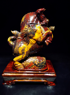 天然奇石鸡血玉原石摆件