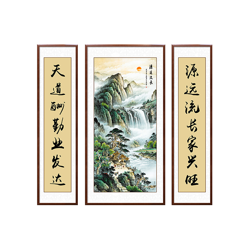 新中式中堂画客厅装饰画农村大堂屋风景挂画山水画国画字画好寓意