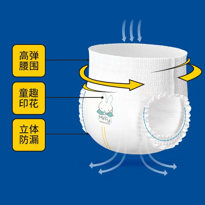 米菲轻薄款微生态拉拉裤超薄透气日夜用训练裤型纸尿裤尿不湿夏季-图1