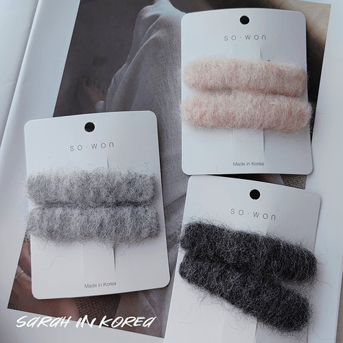 Sarah in Korea韩国 包邮 秋冬毛毛绒滴BB夹侧面刘海边夹 - 图0