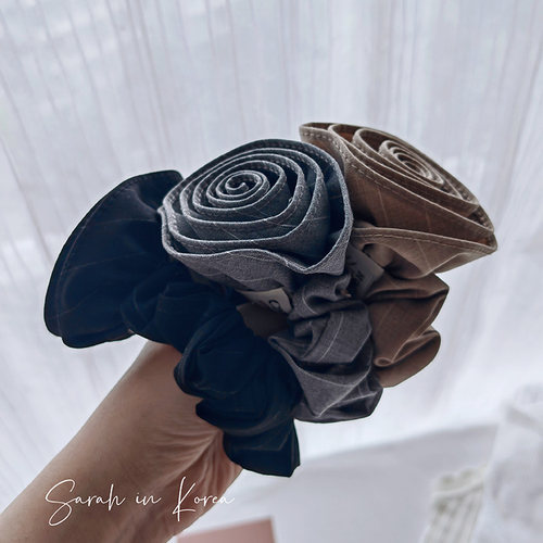 Sarah in Korea韩国 2025暗条纹花苞花朵立体发圈绳 店主自留推荐 - 图2