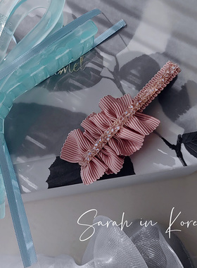 Sarah in Korea韩国 施水钻手工精致粉嫩刘海侧面鸭嘴夹发夹边夹