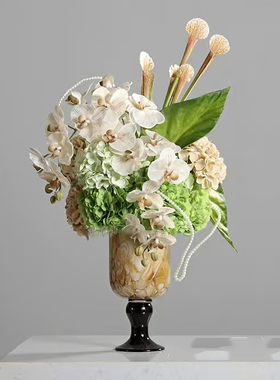 高端仿真盆花琉璃花器插花摆件