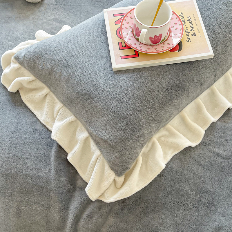 A类母婴冬季加厚保暖牛奶绒床裙床笠单件防滑固定席梦思床套罩子