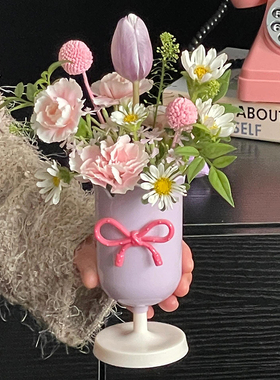 母亲节女神节马卡龙创意郁金香康乃馨花杯花束鲜花杯花朵插花杯