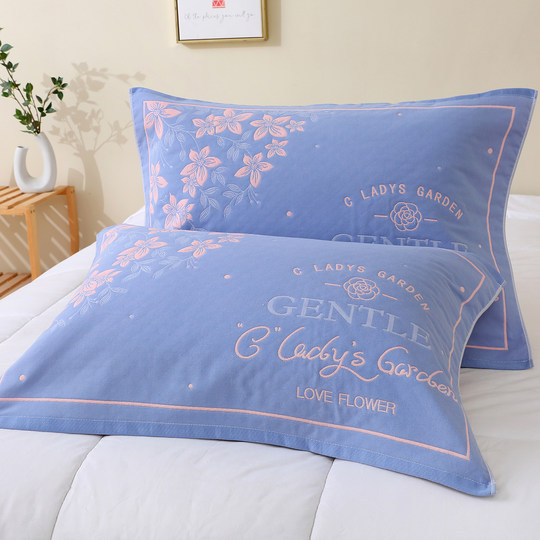 【新款枕巾】加厚细纱纯棉枕巾紫色绿色小清新成人情侣纱布枕头巾