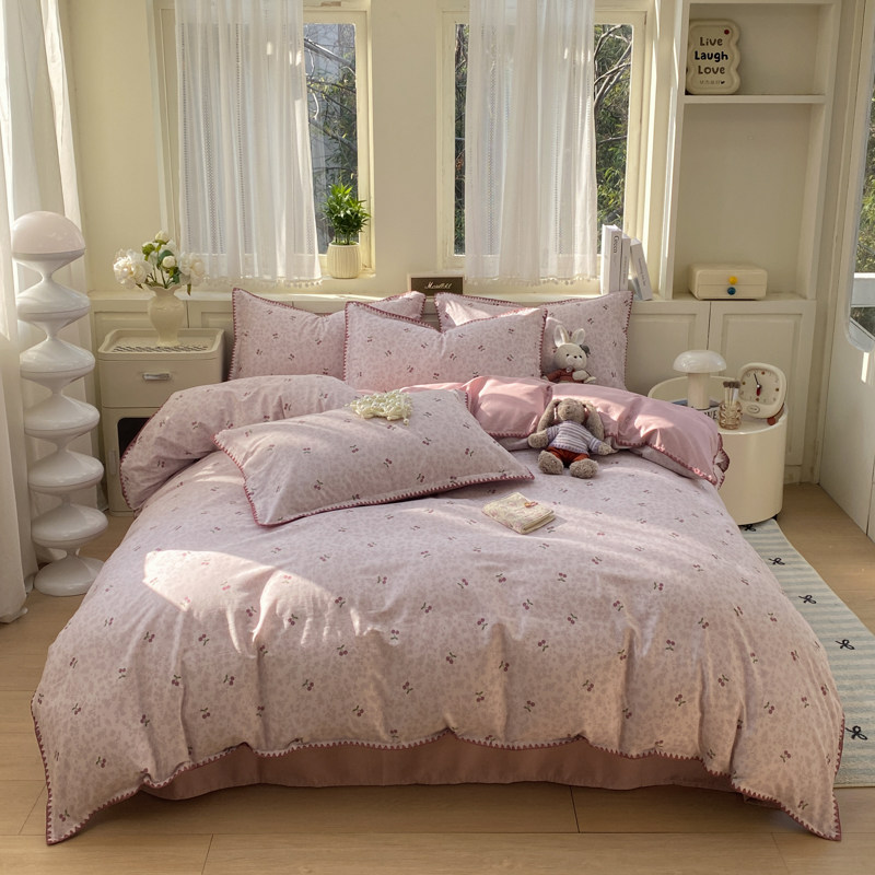 ins少女水果卡通小清新全棉贝壳边四件套纯棉被套床单床上用品,淘宝优惠券,粉丝福利购,淘宝优惠卷