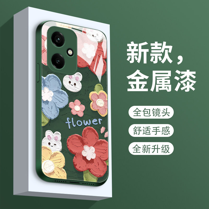 适用荣耀400手机壳新款液态玻璃油画花honor400pro保护套镜头全包防摔华为四百个性创意DNN-AN00轻奢简约女款 - 图3