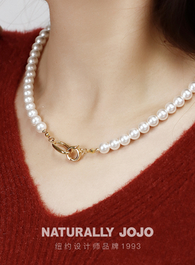 真多麻灰色人造大珍珠项链女