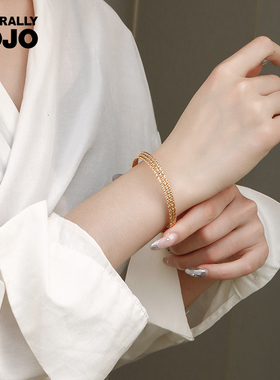 超闪满天星钛钢叠戴手镯女轻奢小众设计高级感碎金子闺蜜手环手饰