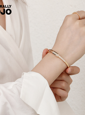 ins冷淡风小清新满天星锆石手镯戒指套装女轻奢小众设计感U形手环