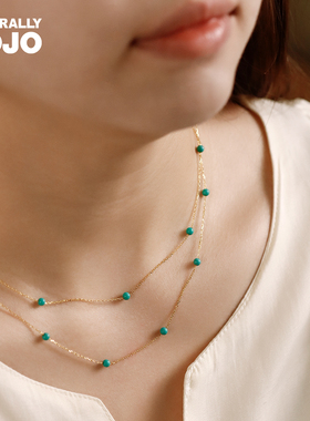 s925银小众设计优化蓝松石金珠满天星项链女清新多巴胺迷你锁骨链