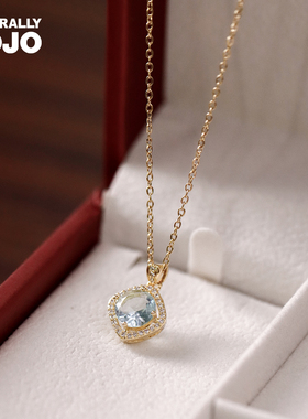 几何方糖吊坠项链女锁骨链日式轻奢简约小众设计精致颈链气质百搭