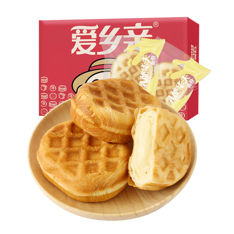 爱乡亲乳酪夹心华夫手撕500g心面包 爱乡亲食品西式糕点