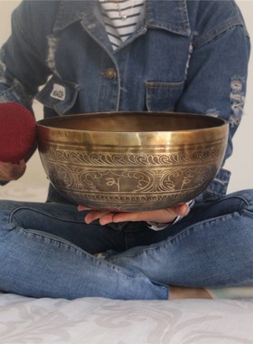 尼泊尔纯铜西藏颂钵钵盂厘米