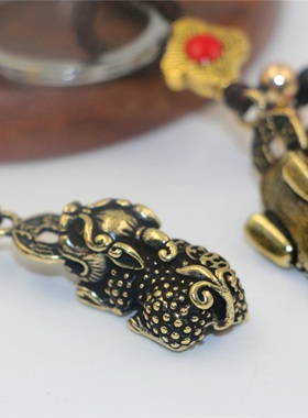 西藏纯黄铜汽车钥匙扣挂饰品吊坠