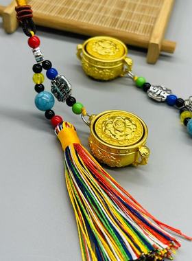 聚宝盆仿铜钥匙扣手把挂件可转