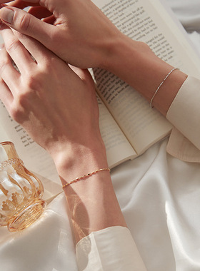 方块手链女小众设计感闺蜜手环甜美少女手饰学生夏轻奢气质手饰