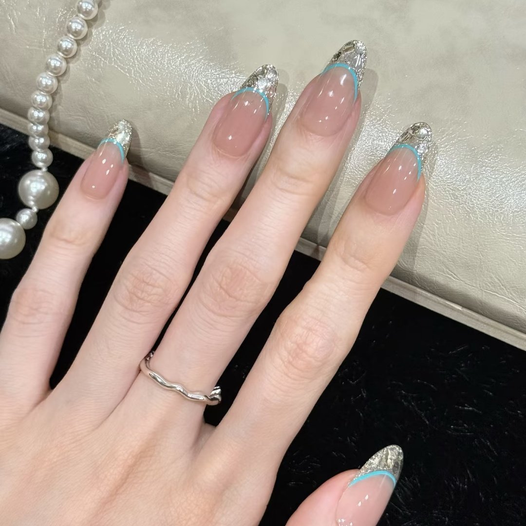 手工定制成品假指甲贴片显白可拆卸海盐薄荷爆闪美甲穿戴甲孕妇,淘宝优惠券,粉丝福利购,淘宝优惠卷