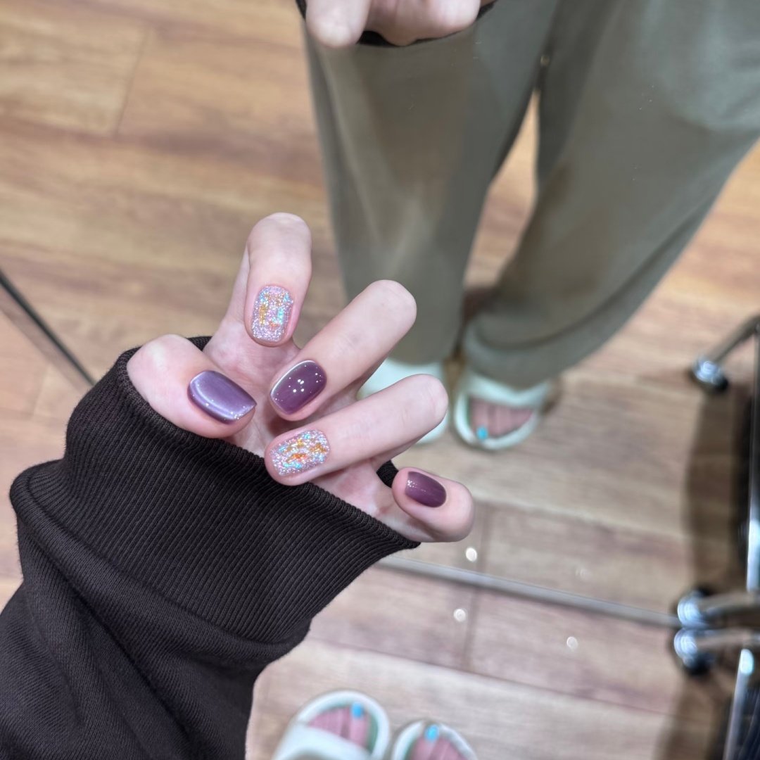 手工定制成品假指甲贴片简约猫眼紫色显白可拆卸美甲穿戴甲孕妇甲,淘宝优惠券,粉丝福利购,淘宝优惠卷