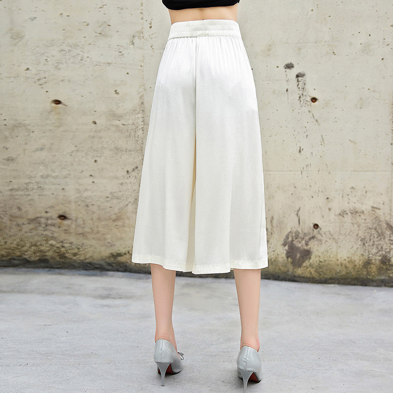 重磅七分宽松大码阔腿杭州丝绸裙裤 宛香丝休闲裤