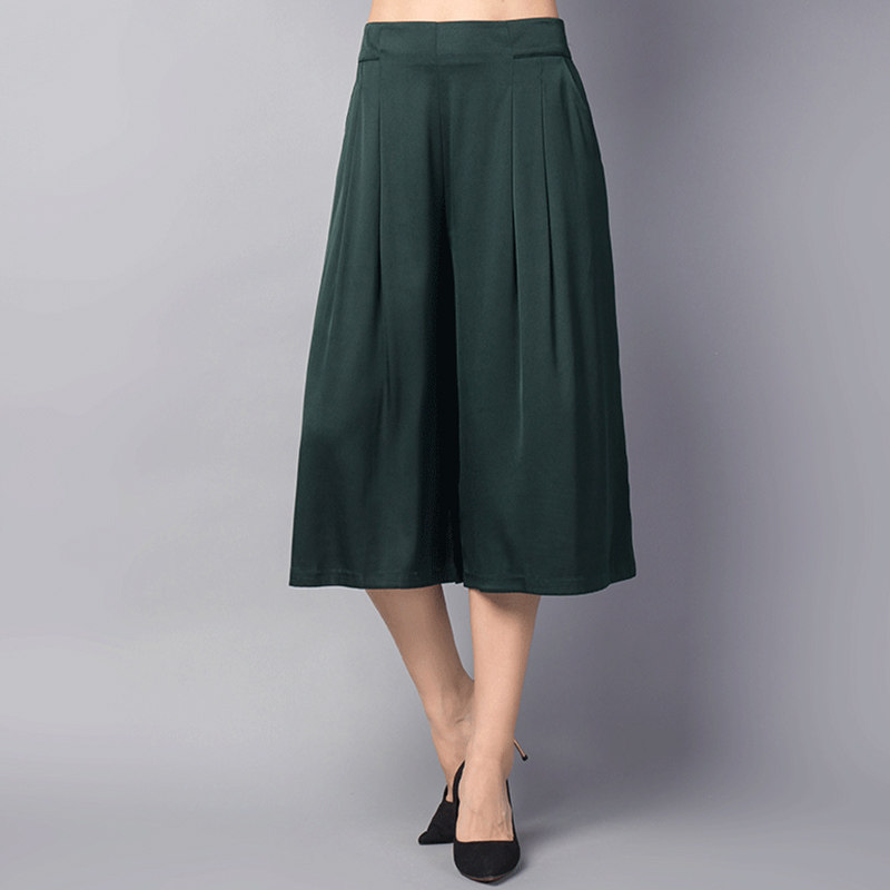 重磅七分宽松大码阔腿杭州丝绸裙裤 宛香丝休闲裤