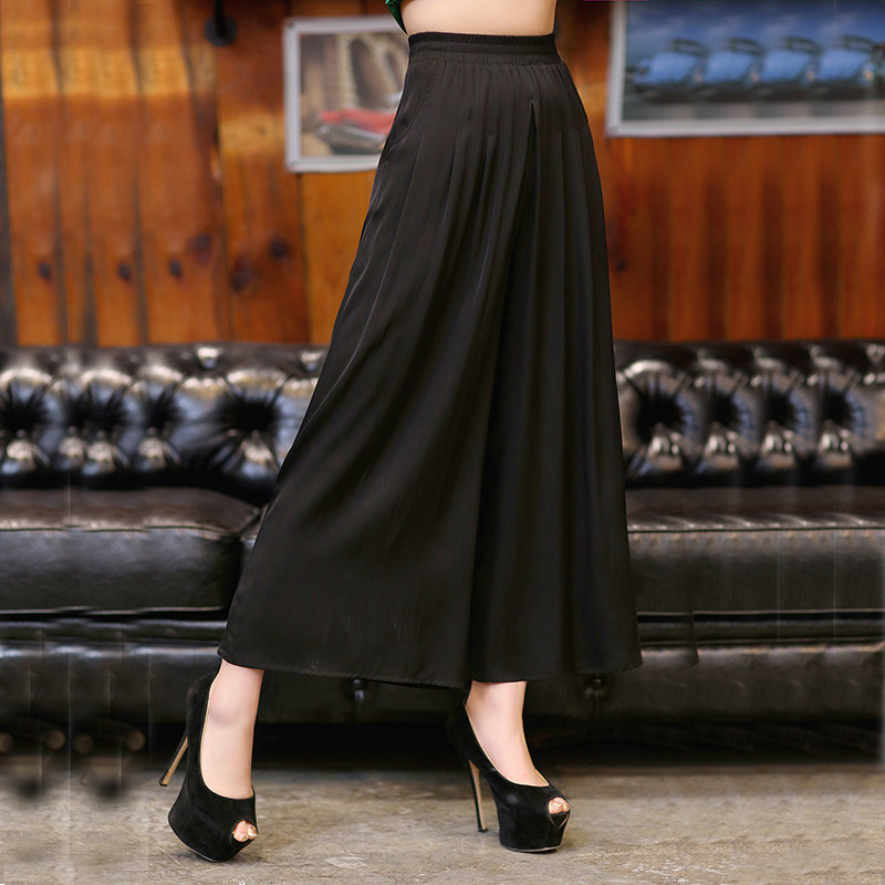 宛香丝九分阔腿重磅桑蚕丝大码裙裤 宛香丝休闲裤
